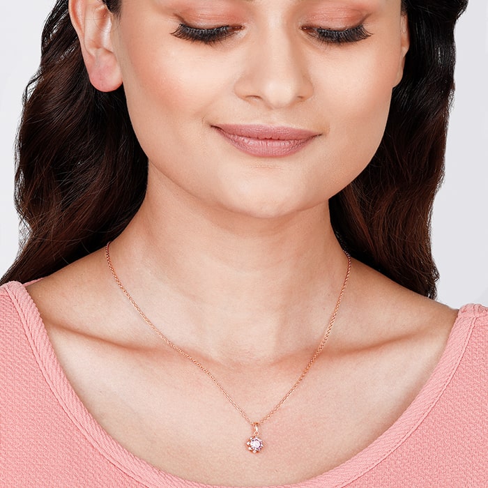 Rose Gold May You Always Bloom Pendant With Link Chain