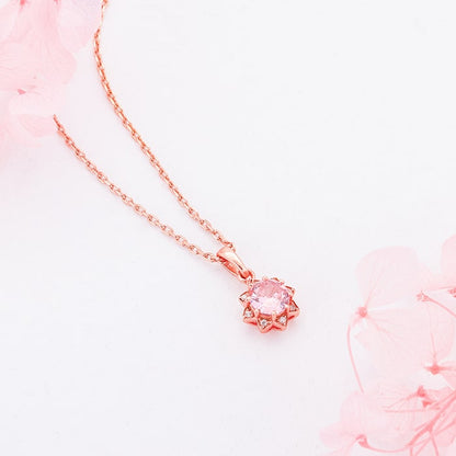 Rose Gold May You Always Bloom Pendant With Link Chain