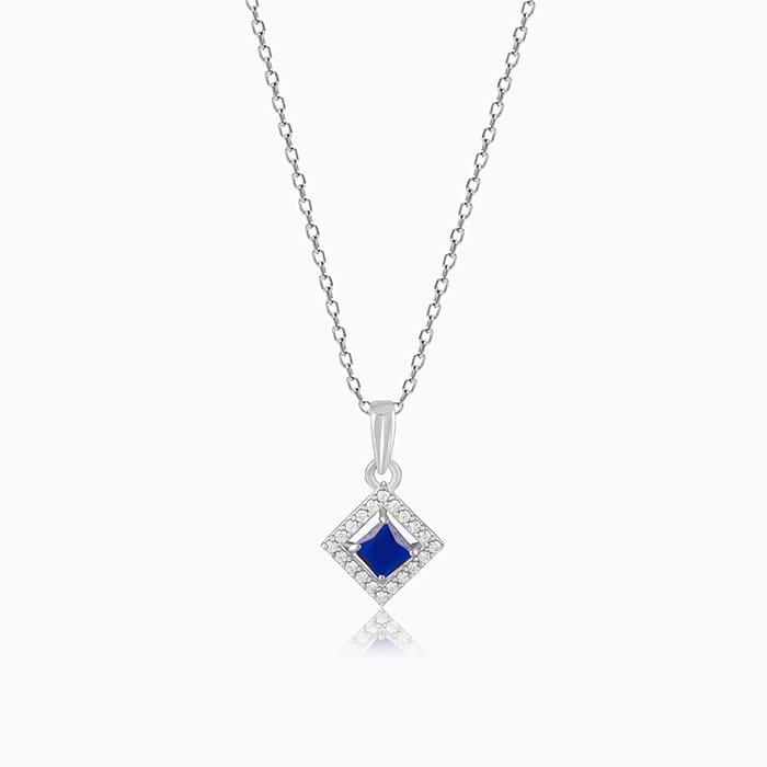 Silver Oceanic Square Pendant With Link Chain