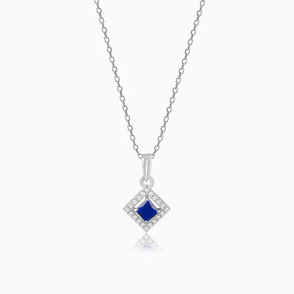 Silver Oceanic Square Pendant With Link Chain