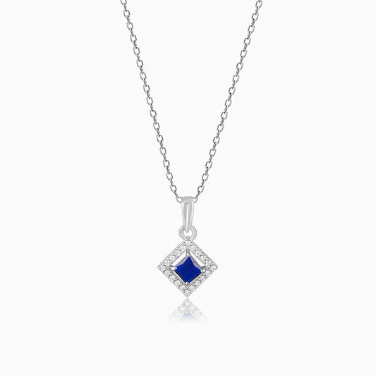 Silver Oceanic Square Pendant With Link Chain