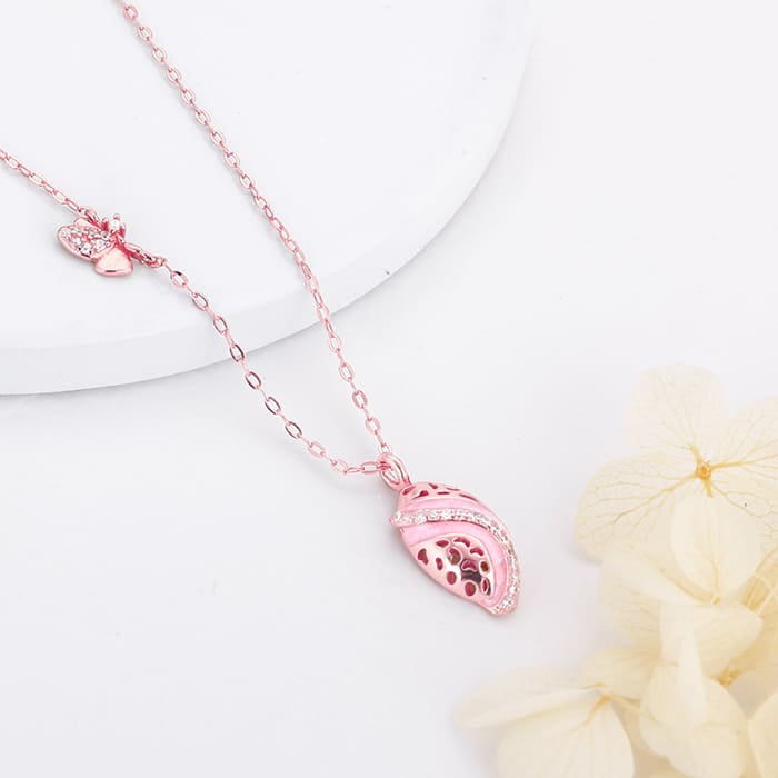 Rose Gold Winged Beauty Necklace
