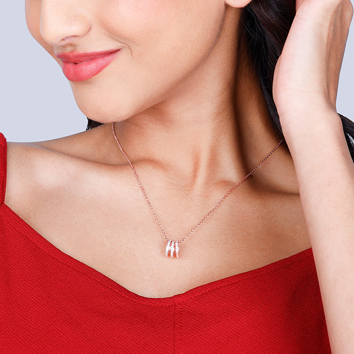 Rose Gold Trinity Pendant with Link Chain