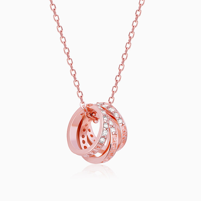 Rose Gold Trinity Pendant with Link Chain