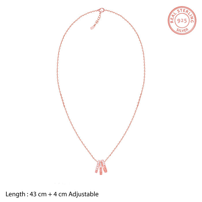 Rose Gold Trinity Pendant with Link Chain