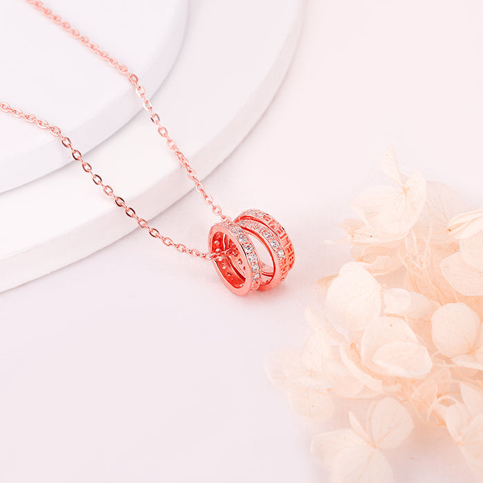 Rose Gold Trinity Pendant with Link Chain