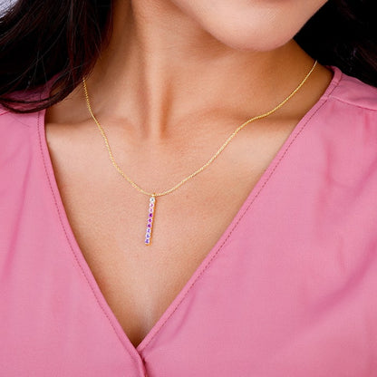 Golden Chromatic Delight Pendant With Link Chain