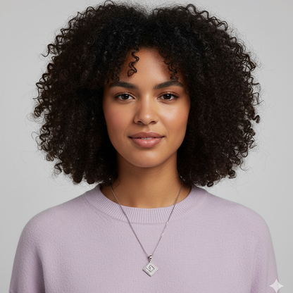 Silver Zircon Maze Pendant with Link Chain