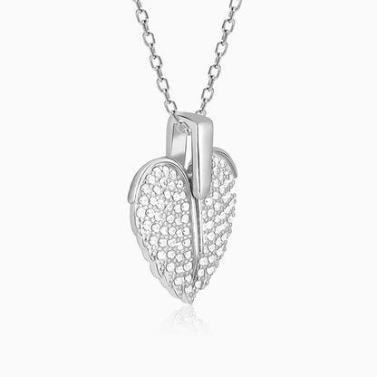 Silver Wings To Fly Heart Pendant With Link Chain