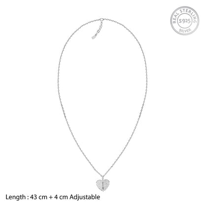 Silver Wings To Fly Heart Pendant With Link Chain