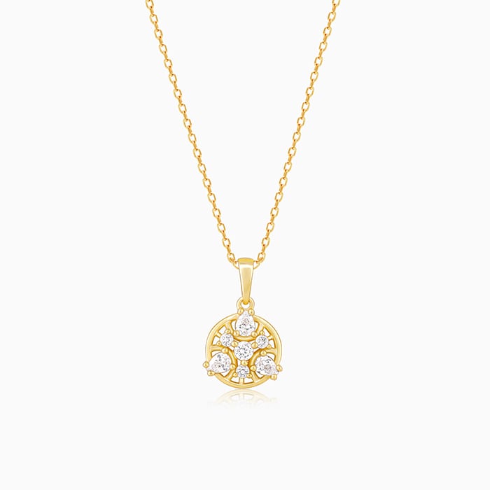 Golden Serene Floral Pendant With Link Chain