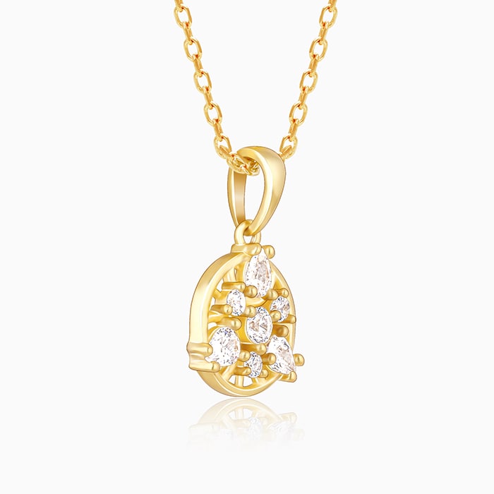Golden Serene Floral Pendant With Link Chain