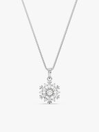 Silver Snowflake Pendant With Box Chain
