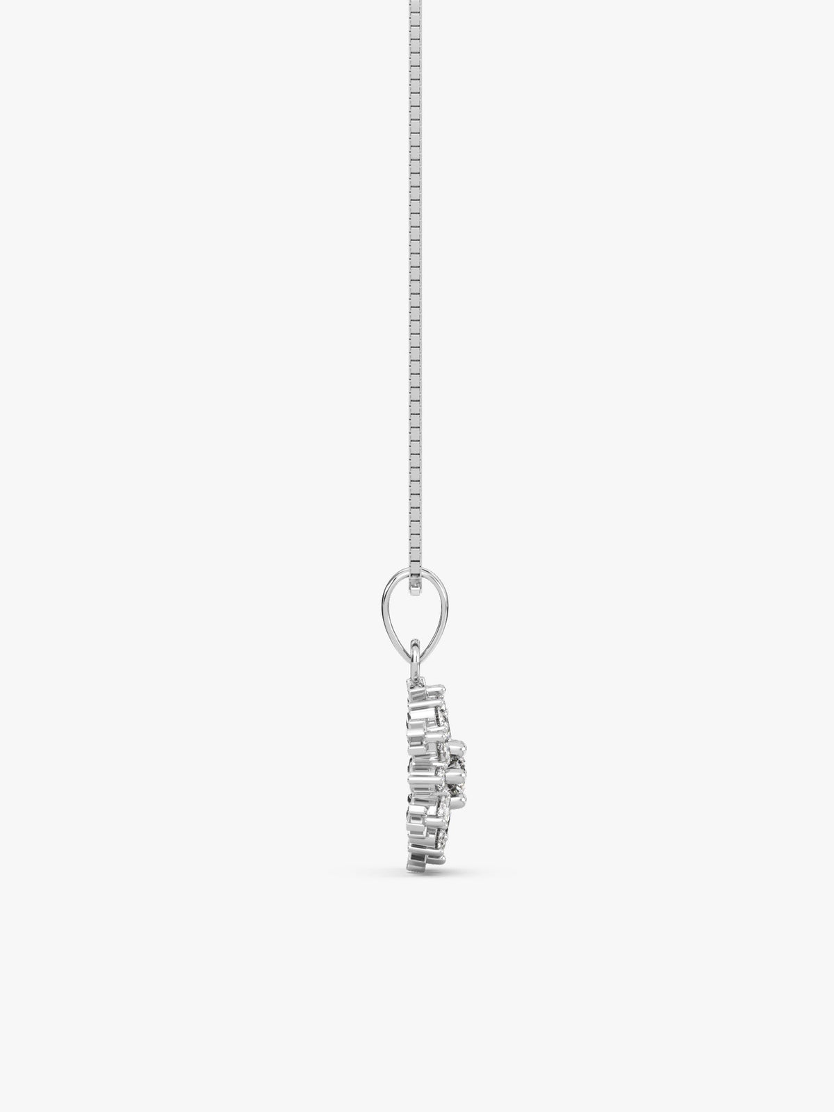Silver Snowflake Pendant With Box Chain