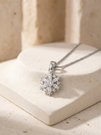 Silver Snowflake Pendant With Box Chain