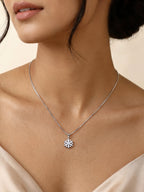 Silver Snowflake Pendant With Box Chain