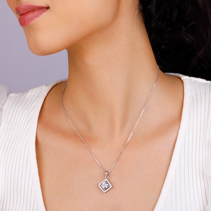 Silver Starlight Sparkle Pendant With Box Chain
