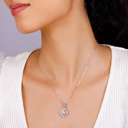 Silver Starlight Sparkle Pendant With Box Chain