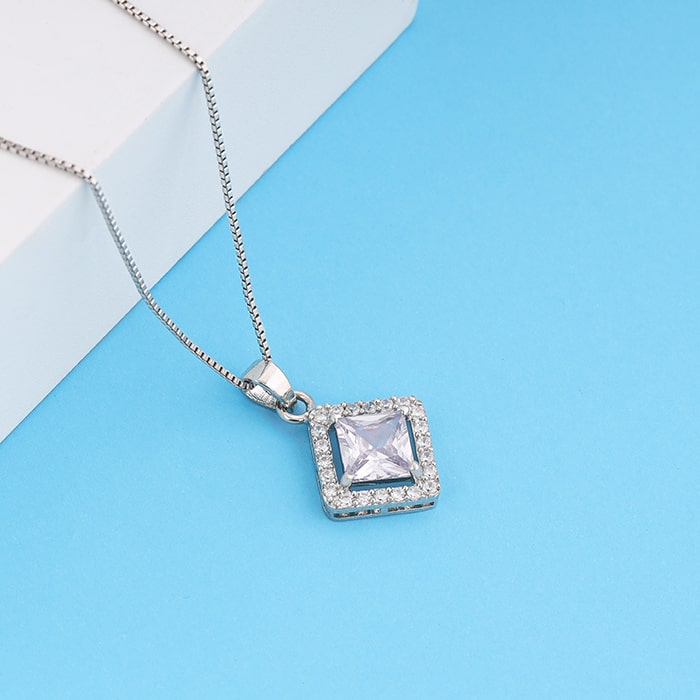 Silver Starlight Sparkle Pendant With Box Chain