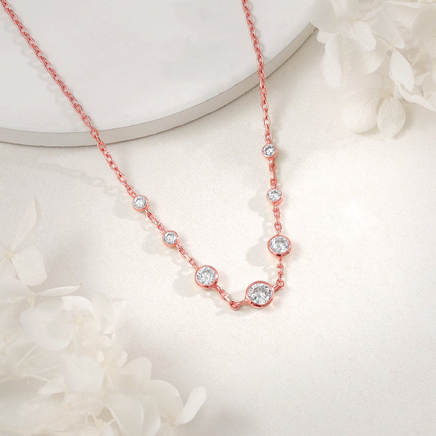 Rose Gold Stoned Necklace