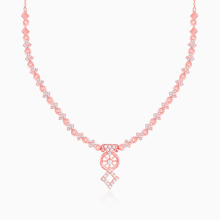 Rose Gold Floral Wheel Necklace