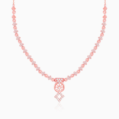 Rose Gold Floral Wheel Necklace