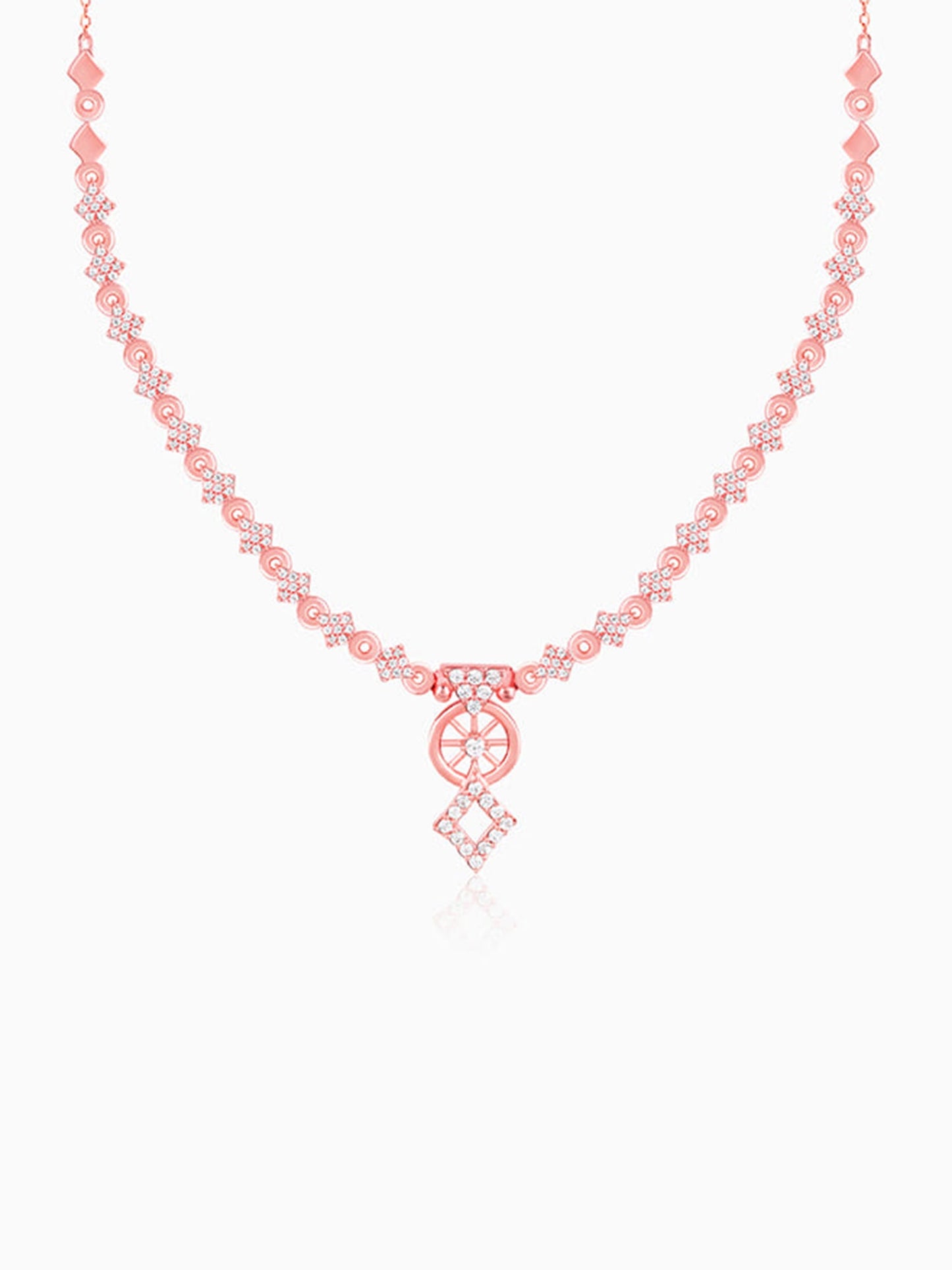 Rose Gold Floral Wheel Necklace