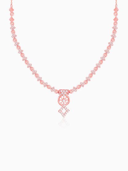 Rose Gold Floral Wheel Necklace