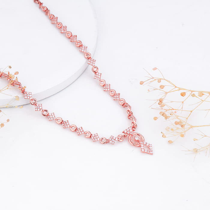 Rose Gold Floral Wheel Necklace