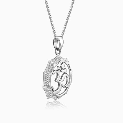Silver Graceful Om Pendant With Box Chain For Him