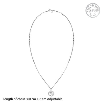Silver Graceful Om Pendant With Box Chain For Him