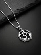 Silver Graceful Om Pendant With Box Chain For Him