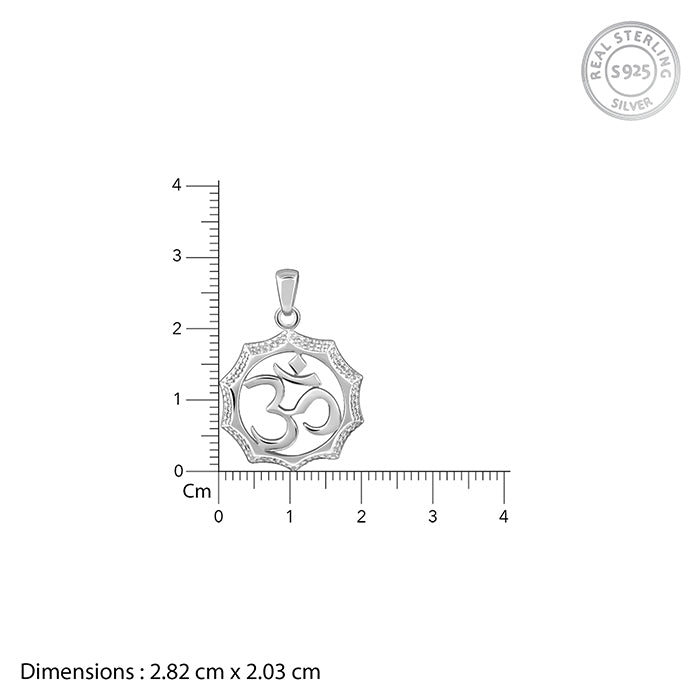 Silver Graceful Om Pendant With Box Chain For Him