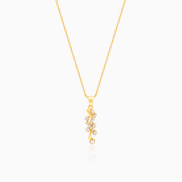 Golden Zigzag Pendant With Link Chain