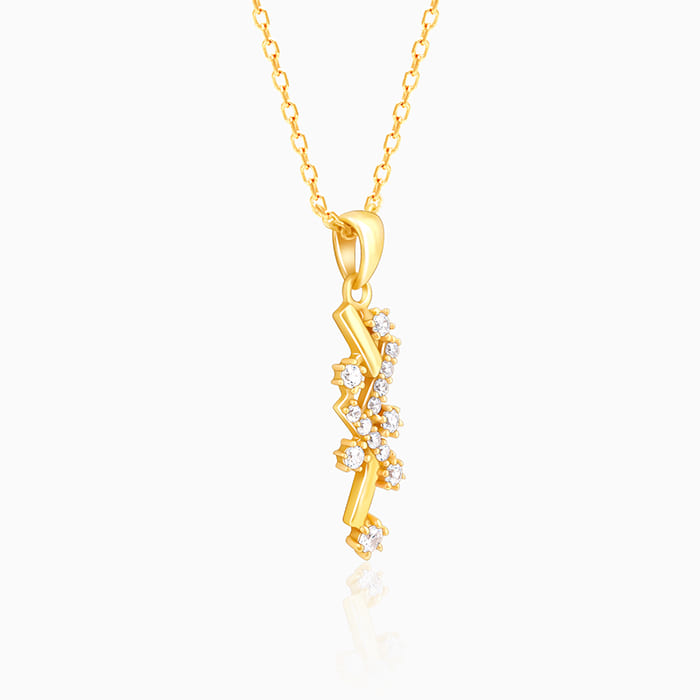 Golden Zigzag Pendant With Link Chain