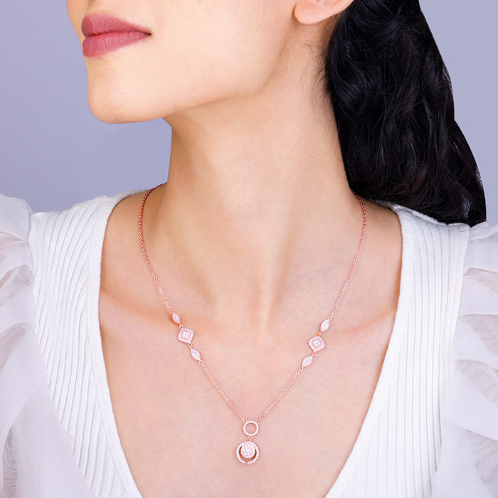 Rose Gold Radiant Halo Necklace