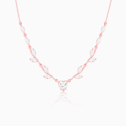 Rose Gold Leafy Heart Necklace