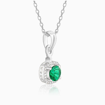 Silver Green Galaxy Pendant With Link Chain