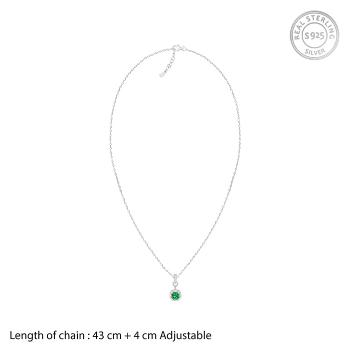 Silver Green Galaxy Pendant With Link Chain