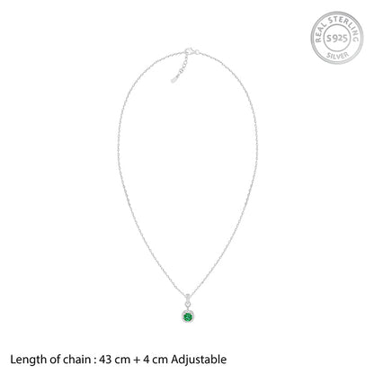 Silver Green Galaxy Pendant With Link Chain