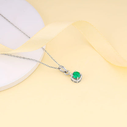 Silver Green Galaxy Pendant With Link Chain