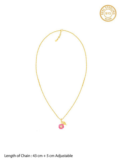 Golden Pink Brahma Kamal Bud Pendant with Link Chain