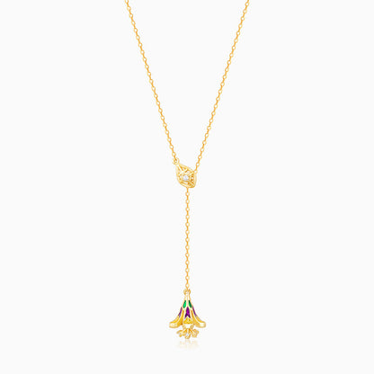 Golden Bell Mallow Lariat Necklace