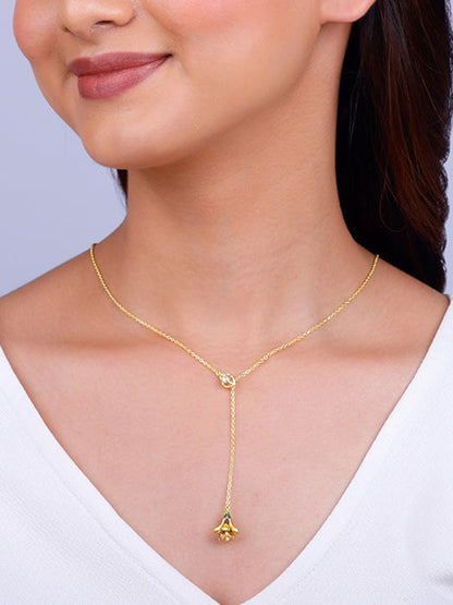 Golden Bell Mallow Lariat Necklace