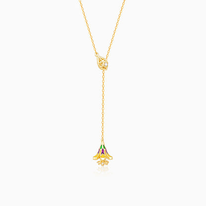 Golden Bell Mallow Lariat Necklace