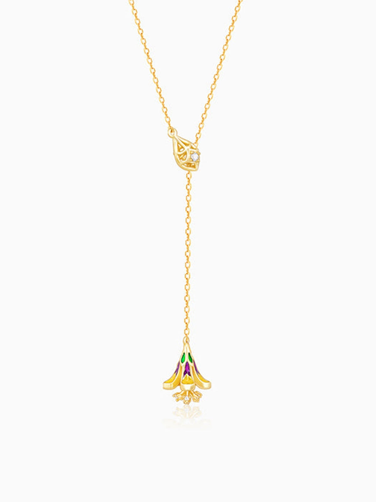 Golden Bell Mallow Lariat Necklace