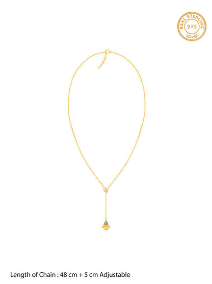 Golden Bell Mallow Lariat Necklace