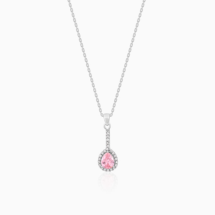 Silver Awe in Pink Pendant With Link Chain