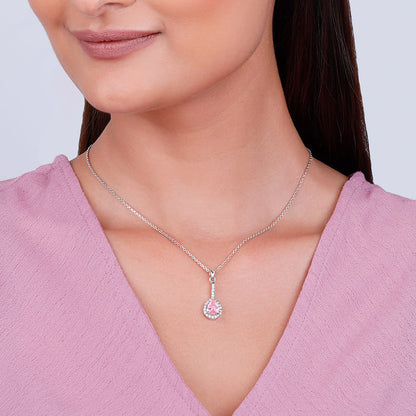 Silver Awe in Pink Pendant With Link Chain