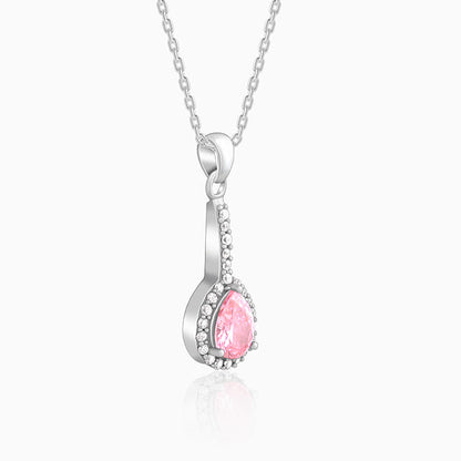 Silver Awe in Pink Pendant With Link Chain
